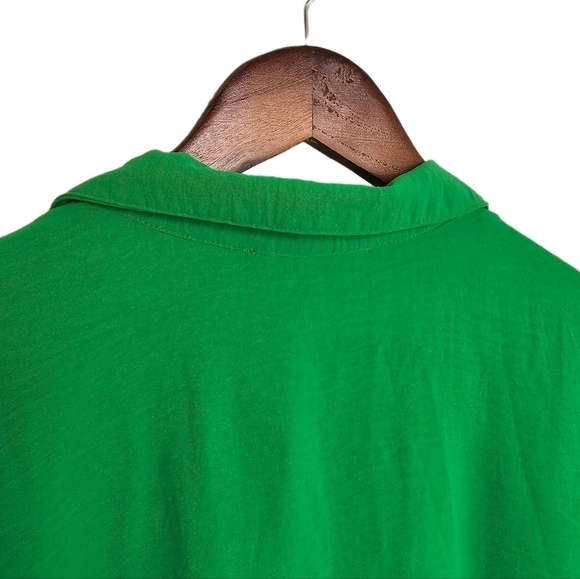 Green button front long sleeve belted dress size XL - Picture 5 of 9